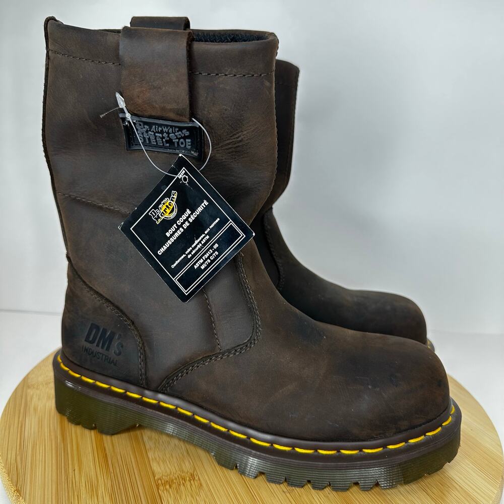 Dr. Martens Icon 2295 Leather Steel Toe Work Boots Brown Leather Womens Size 6